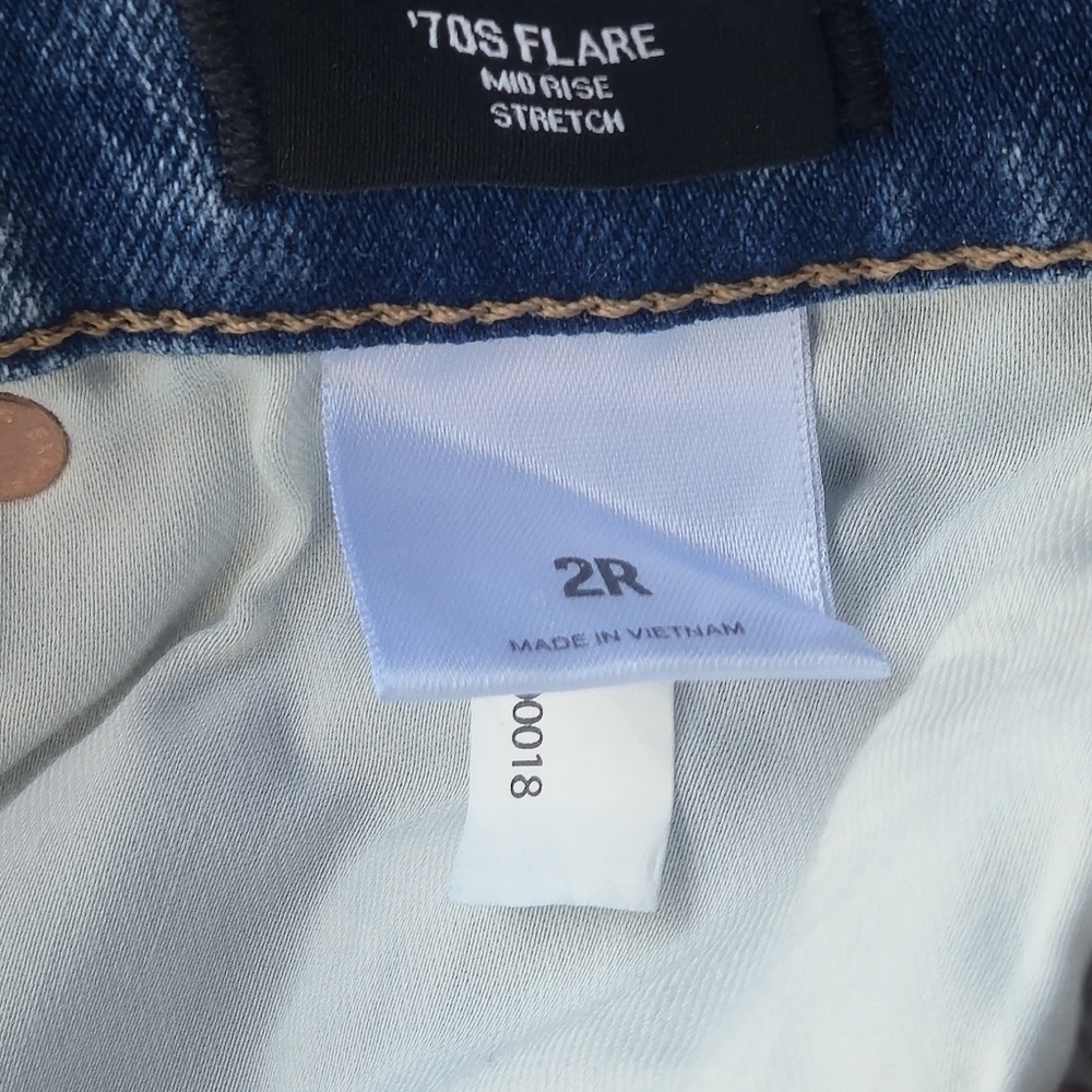 Express 70s Flare Mid Rise Stretch Light Blue Flare Jeans Size 2R - Picture 7 of 11